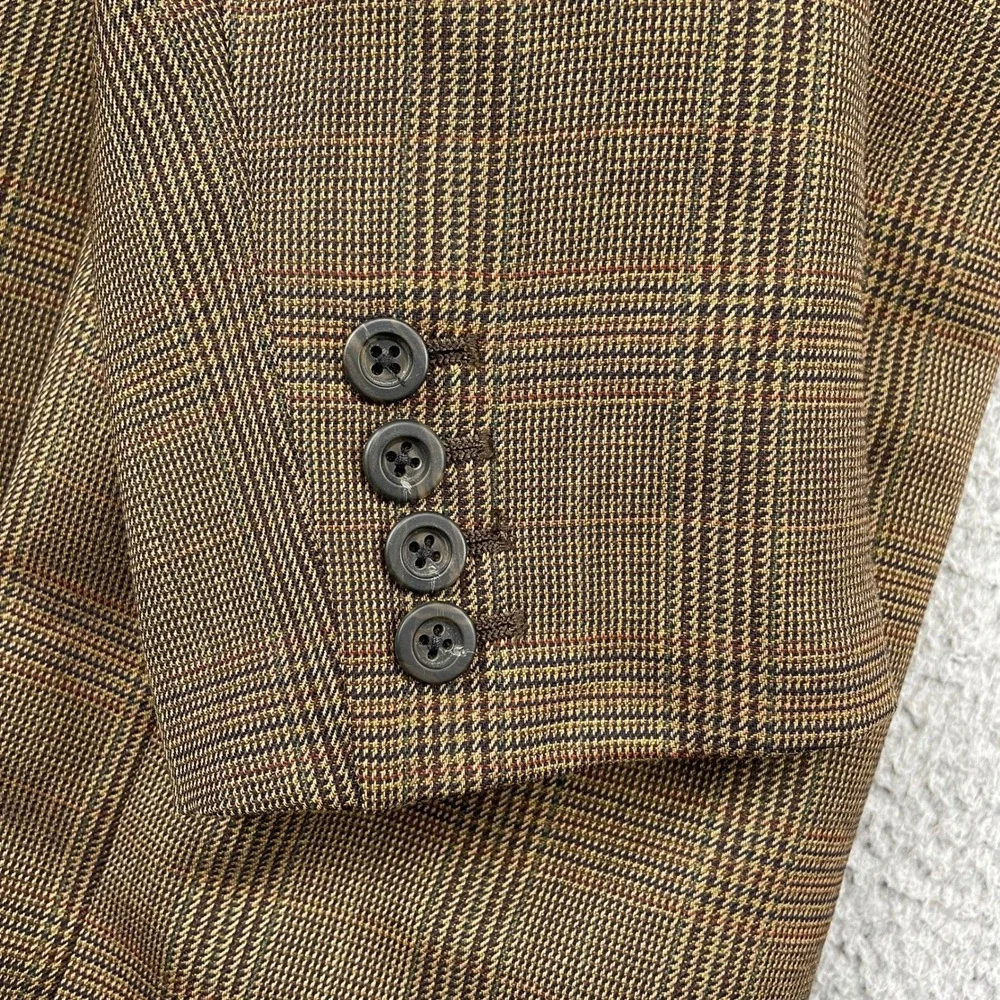 Tom James Sport Coat Mens Brown Glen Plaid Corporate Image Hand Tailored Blazer